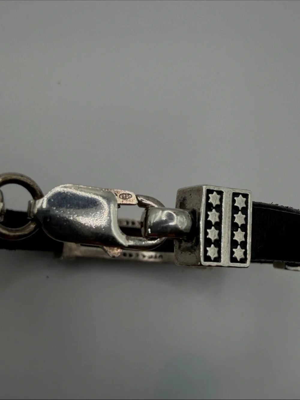 Kabbalah Men's Bracelet Shema Israel Sh'ma Yisrael Silver 925 Leather